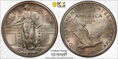 1917-D 25C Type 1 MS65FH