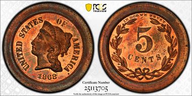 1868 5C J-628 PR65RB