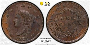 1820/19 1C N-2 MS63BN