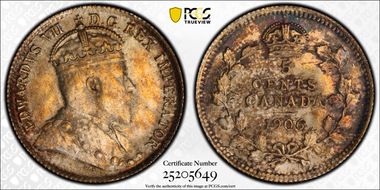 1906 5C Narrow Date MS66