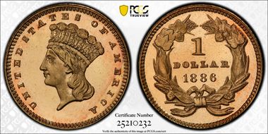 1886 G$1 PR66DCAM