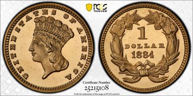 1884 G$1 PR67CAM