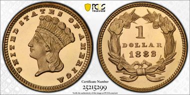 1882 G$1 PR67+ DCAM
