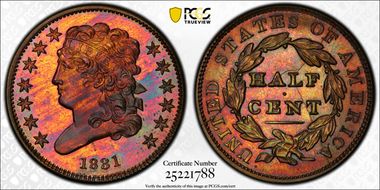 1831  1/2C 1st Restrike, Rev of 1836 PR66RB