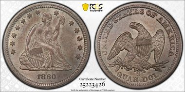 1860-S 25C MS61