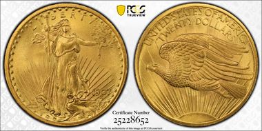 1907 $20 Saint-Gaudens MS66+