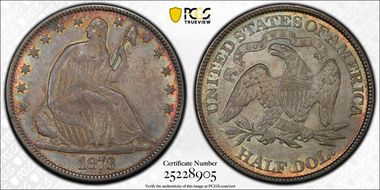 1873 50C No Arrows, Open 3 MS62