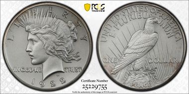 1922 $1 Matte Finish, High Relief PR66
