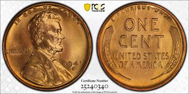 1941-S 1C MS67+ RD