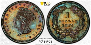 1871 G$1 J-1161 PR65BN
