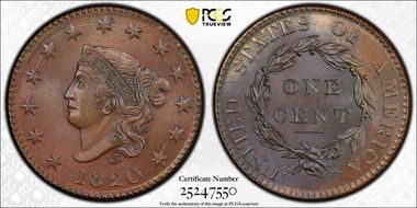 1820 1C N-13, Large Date MS66BN