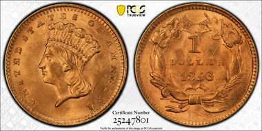 1856 G$1 Slanted 5 MS66