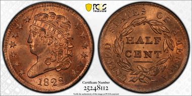 1828 1/2C Cohen 3, 13 Stars MS65RD