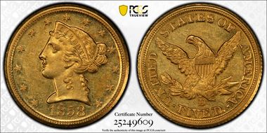 1858-D $5 MS61