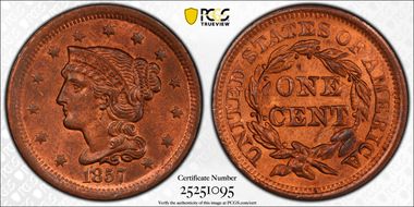 1857 1C N-4 Small Date MS64RB