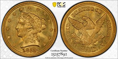 1858-C $2.50 MS63+