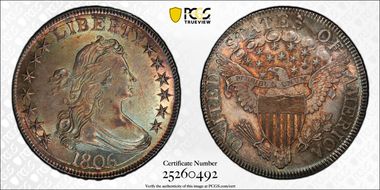 1806 50C Pointed 6, Stem MS65+