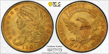 1807 $5 Capped Bust MS64