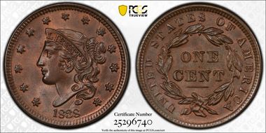 1838 1C Newcomb 4 MS66BN