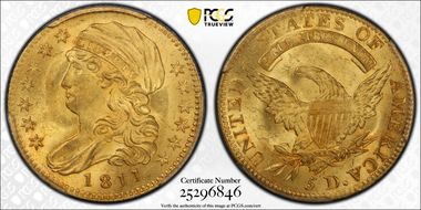 1811 $5 Small 5 MS64+ 