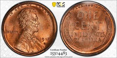 1915-S 1C MS65+ RD