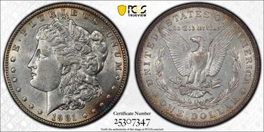 1901 $1 Doubled Die Reverse AU55