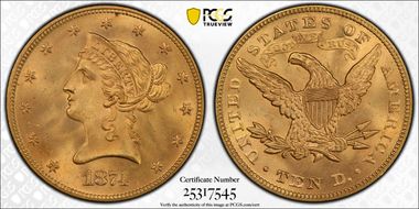 1874 $10 MS65+
