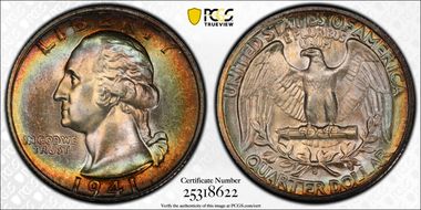 1941-S 25C Large S, FS-501 MS67