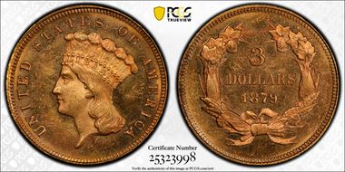 1879 $3 MS64+ PL