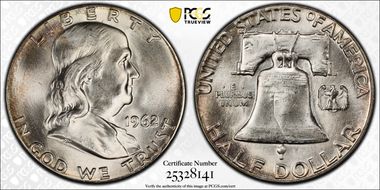 1962 50C Obv Die Clash, FS-402 MS65