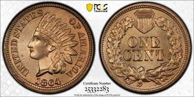 1864 1C Copper-Nickel MS66