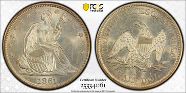 1861-O 50C W-06, LA Issue MS64