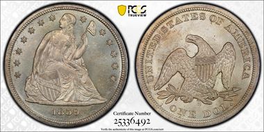 1859-S $1 MS64+
