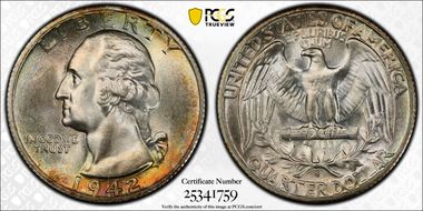1942-S 25C MS67+