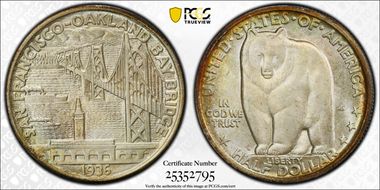 1936-S 50C Bay Bridge MS67+