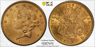 1873 $20 Open 3 MS64