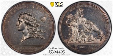 1776 (1783) AR Medal Betts-615, Libertas Americana MS62