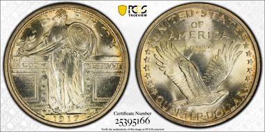 1917-D 25C Type 1 MS67+ FH