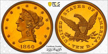1860 $10 PR64DCAM