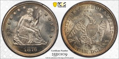 1876-CC 25C MS64+ 