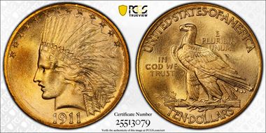 1911-S $10 MS65+