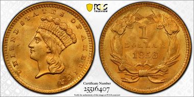 1856 G$1 Slanted 5 MS67