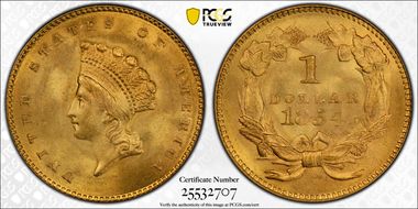 1854 G$1 Type 2 MS66+
