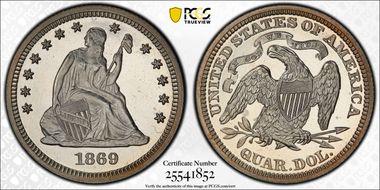 1869 25C PR66+ CAM