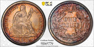 1874-S 10C Arrows MS66