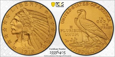 1915 $5 PR66