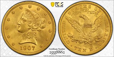 1907 $10 Liberty MS64
