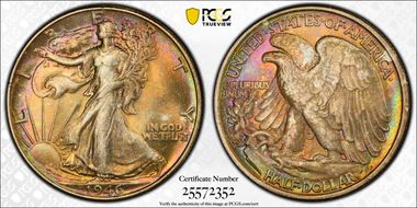 1946 50C Doubled Die Reverse MS64