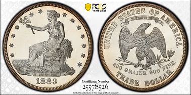 1883 T$1 Trade PR67+ CAM