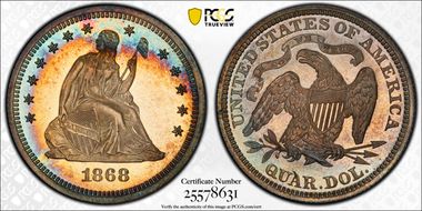1868 25C PR66CAM